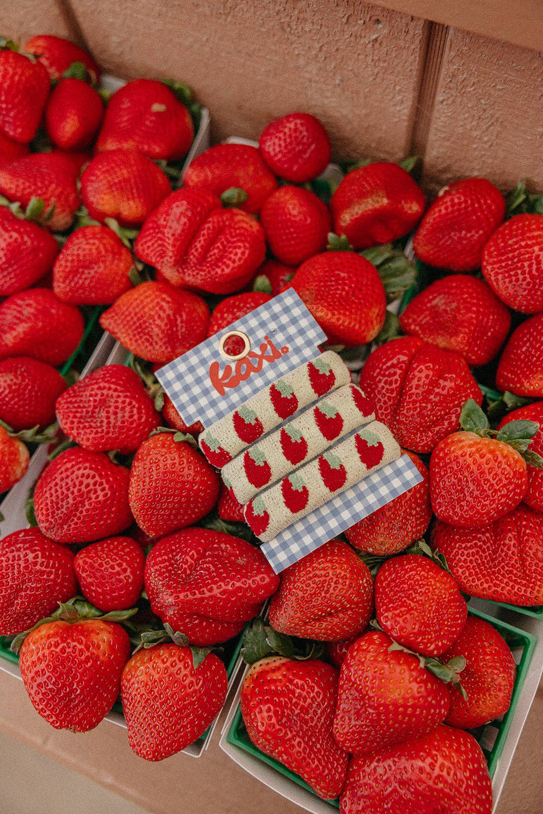 Knitted Strawberry Hairties - Three Pack
