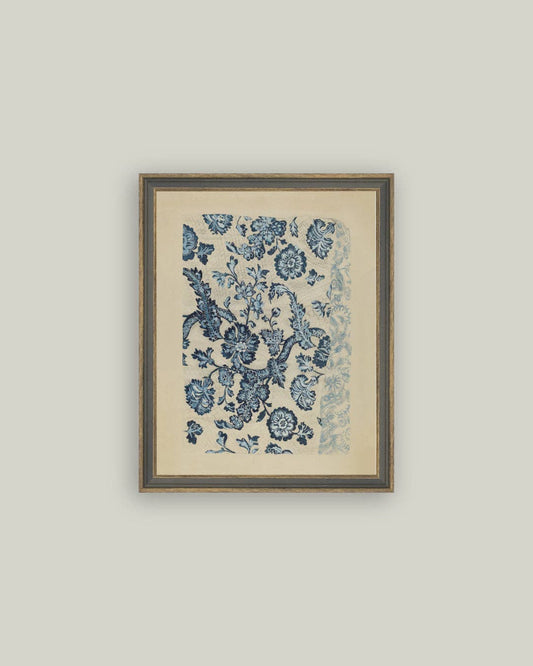 Blue Textile Pattern Framed Antique Art