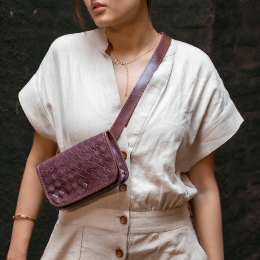 Woven Belt Bag - Plum