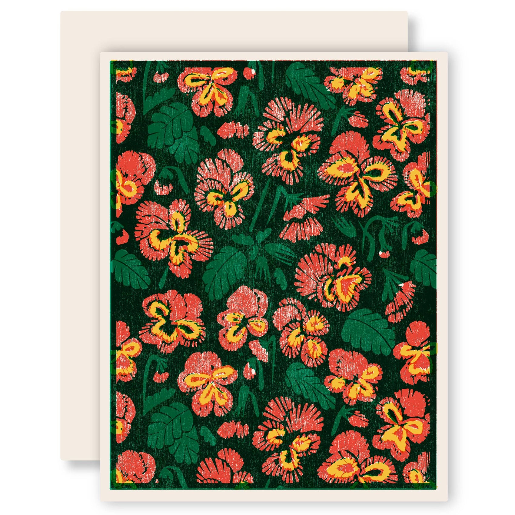 Pansies (Red) Letterpress Card