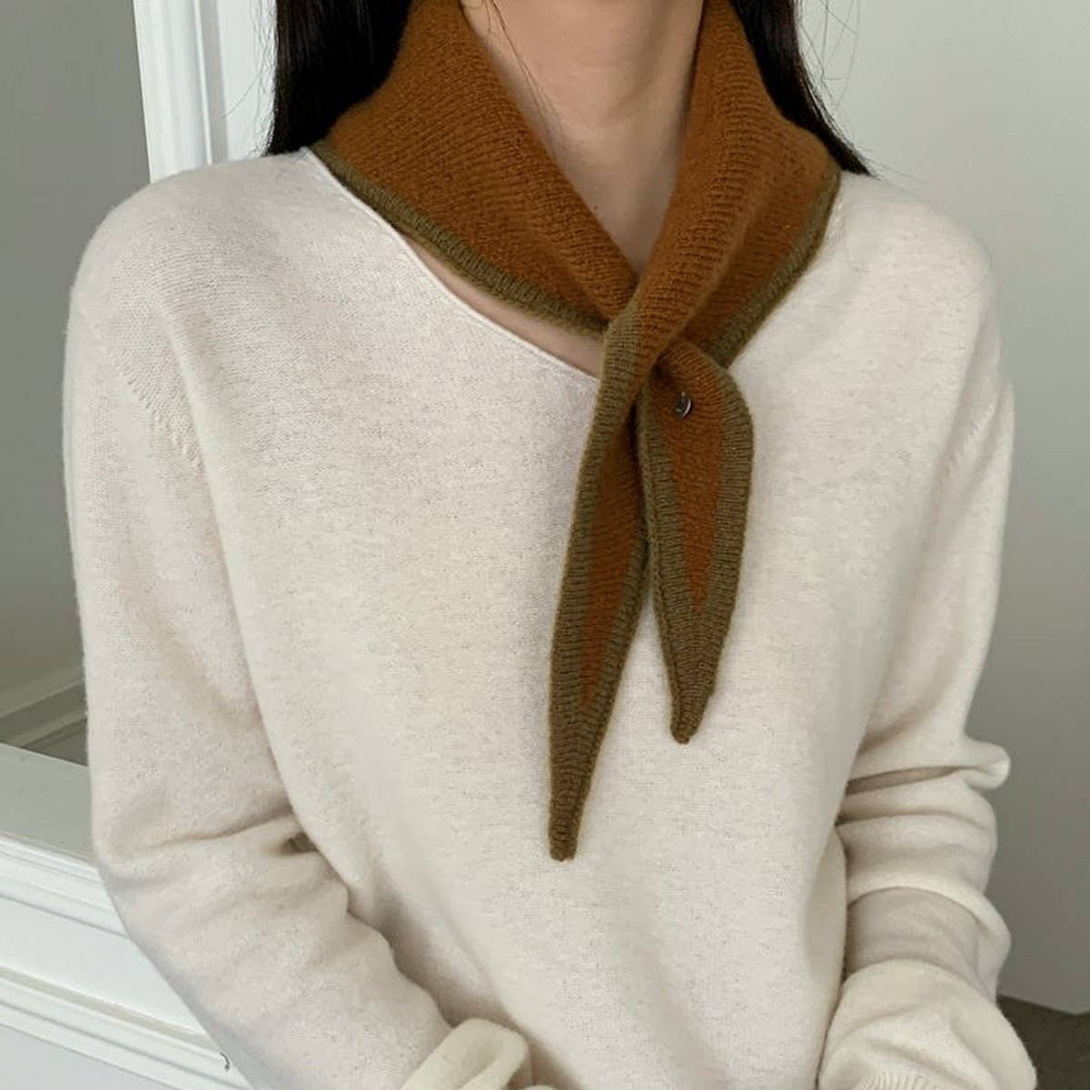 Colorblock Wool Triangle Shawl Cross - 3 colors