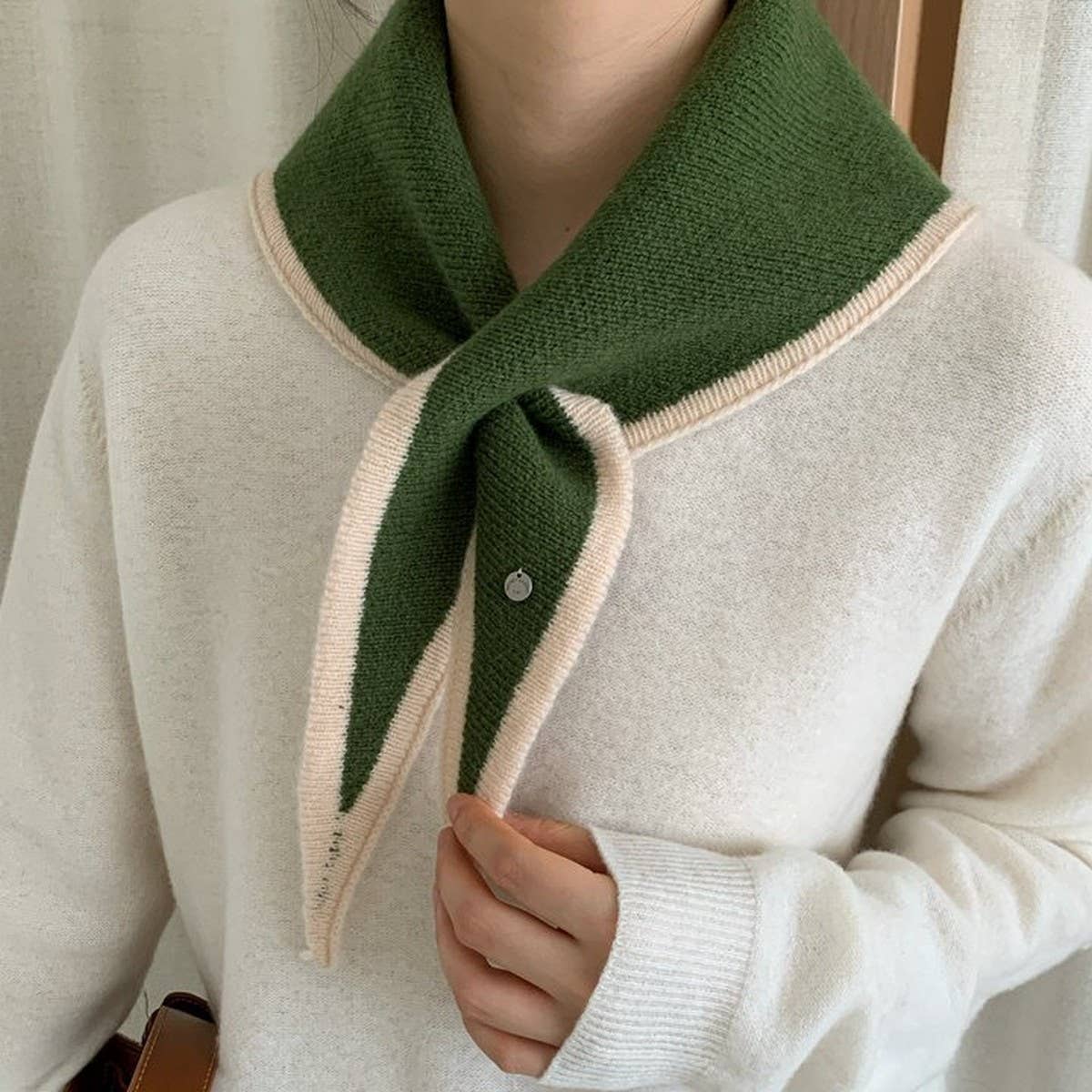 Colorblock Wool Triangle Shawl Cross - 3 colors