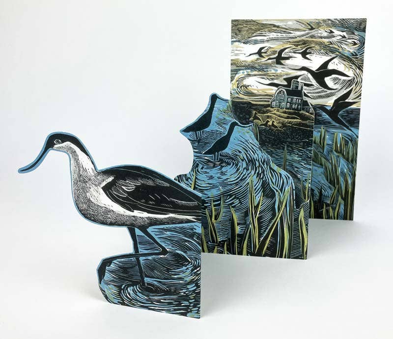 Avocets at Blakeney Concertina Card - Angela Harding