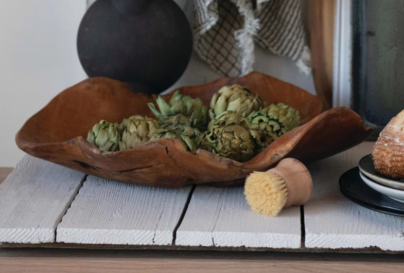 Hand-Carved Teak Wood Bowl