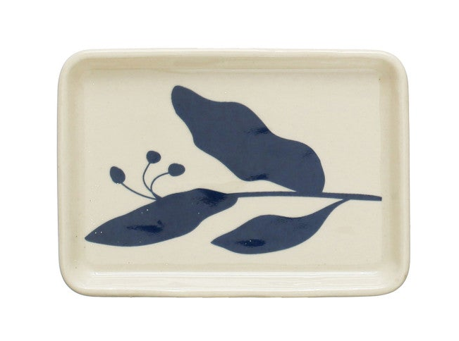 Stoneware Plates With Blue Botanicals -- 2 Sizes