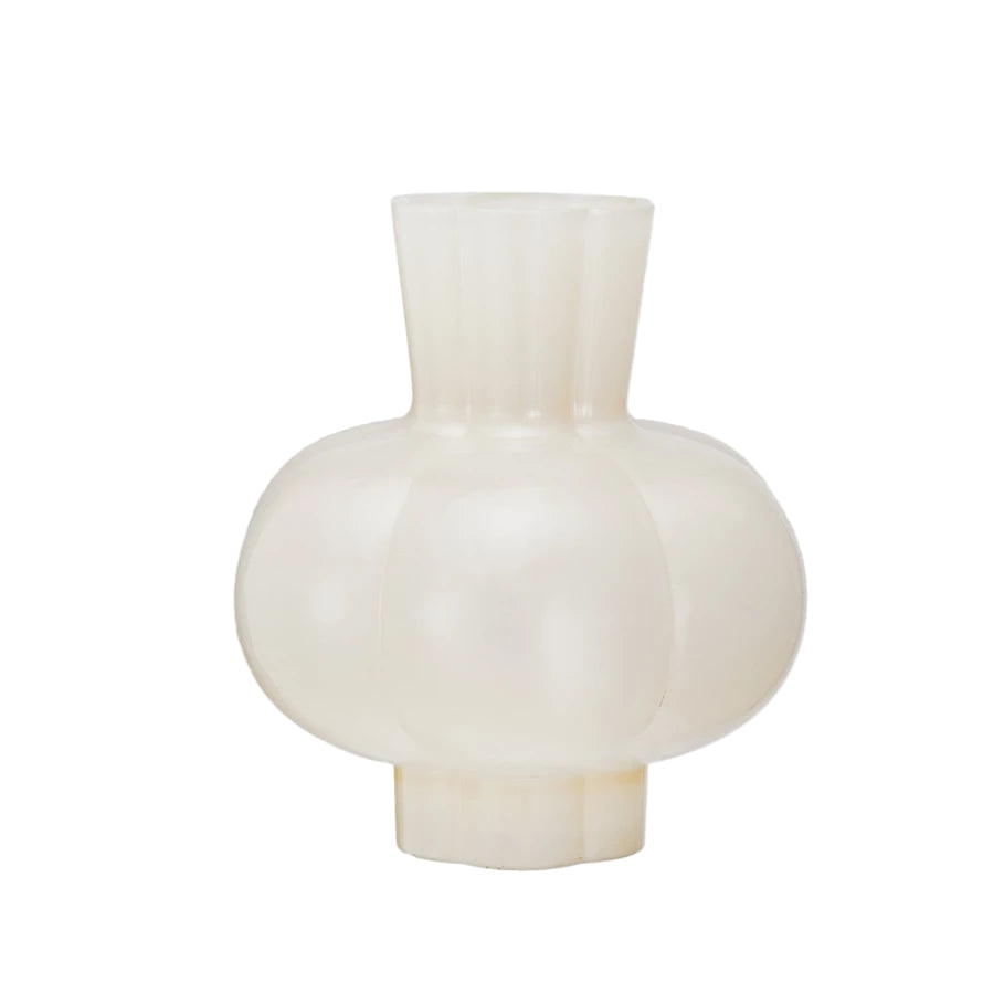 Glass Pleated Vase, Opaque Yellow
