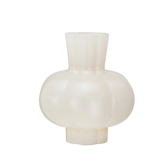 Glass Pleated Vase, Opaque Yellow
