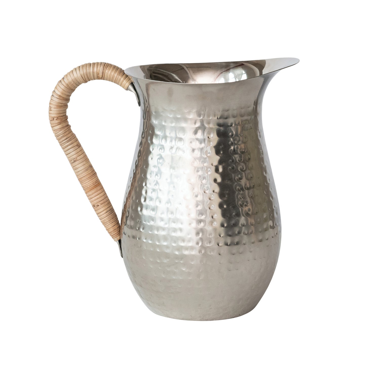 2-1/2 Quart Hammered Stainless Steel Pitcher & Rattan Wrapped Handle