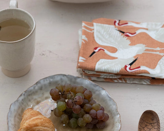 Crane Patterned Napkins -- Set of 4