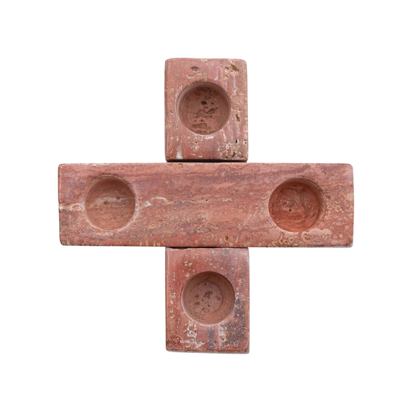 Red Travertine Interlocking Taper Holder