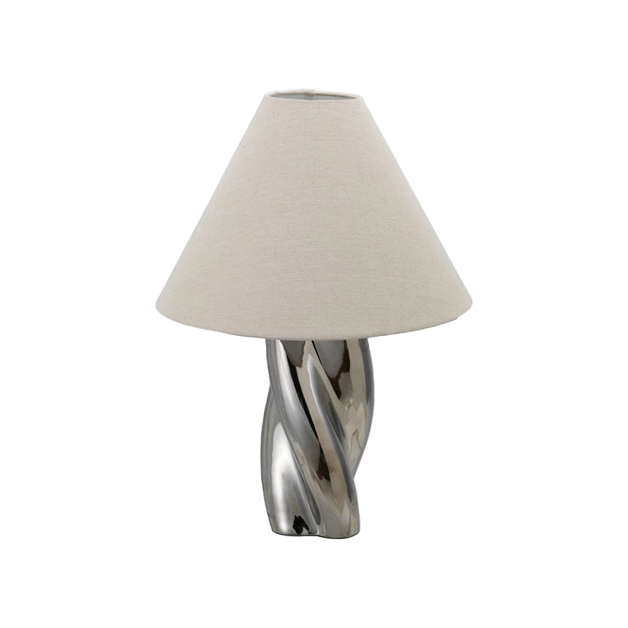 Chrome Twisted Table Lamp - Damaged Shades