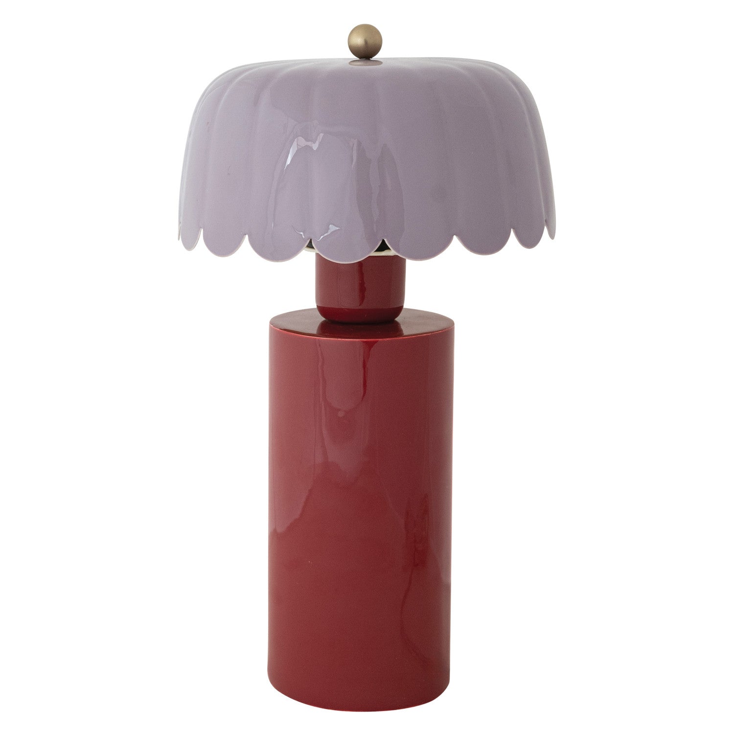 Enameled Metal Table Lamp with Scalloped Shade & Inline Switch