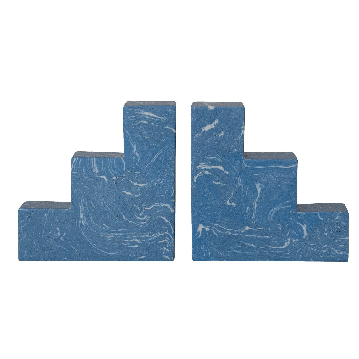 Recycled Stone & Resin Stairstep Bookends, Set of 2 (Each One Will Vary)