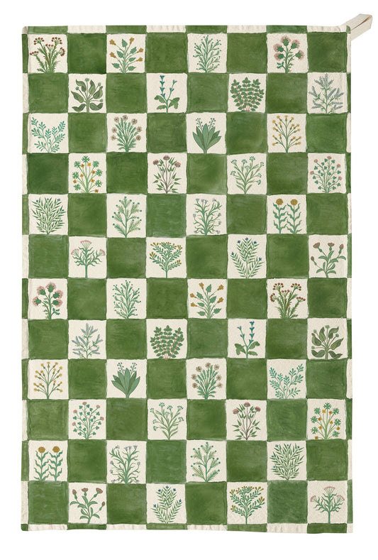 Organic Cotton Tea Towel - 15th Century Illustrated Herbs