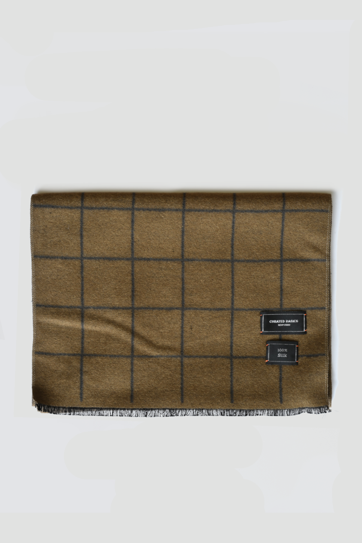 Brushed Silk Window-Pane Scarf