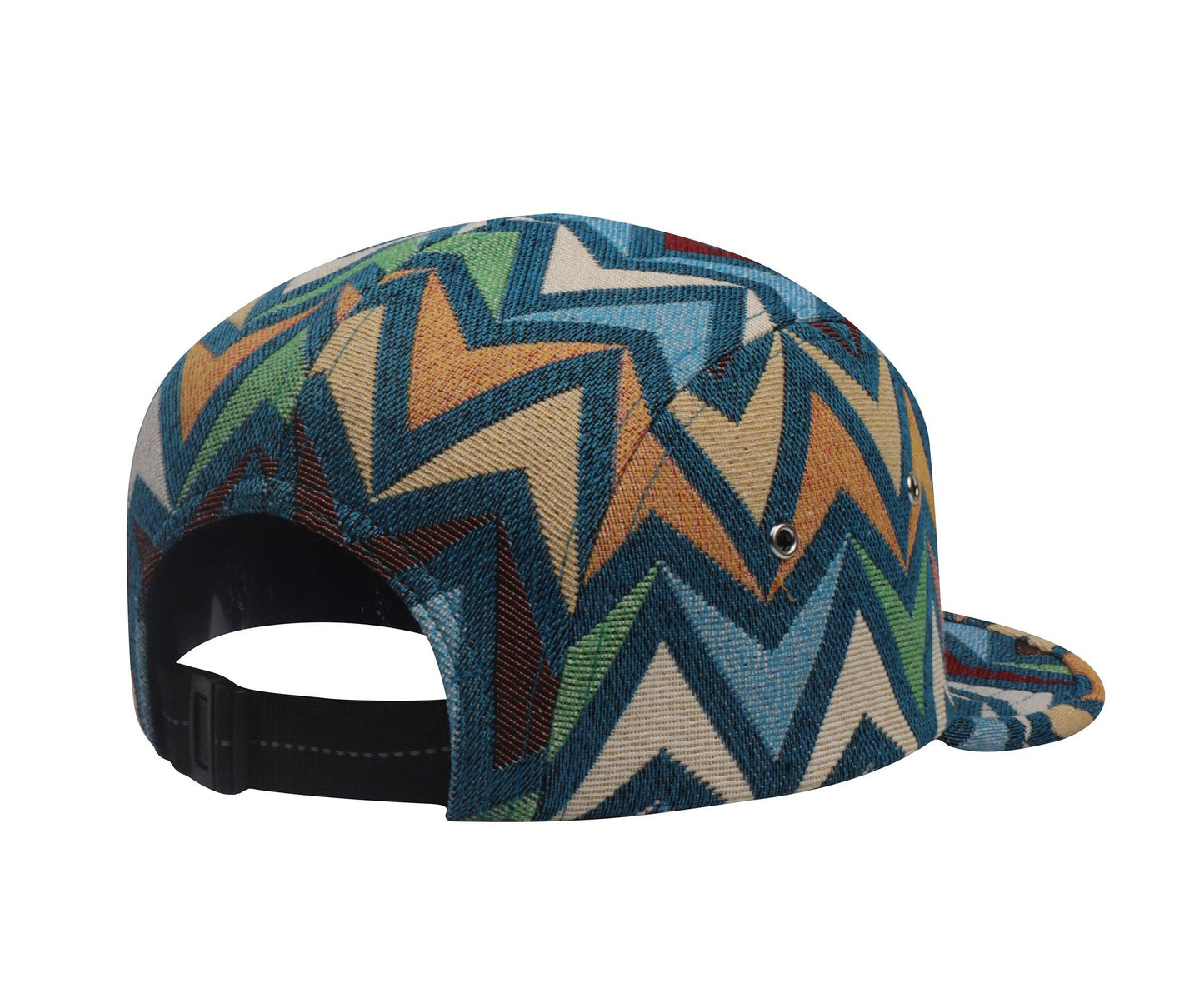Hatphile Be Still and Know Zigzag Jacquard 5 Panel Hat Camp Cap: Blue