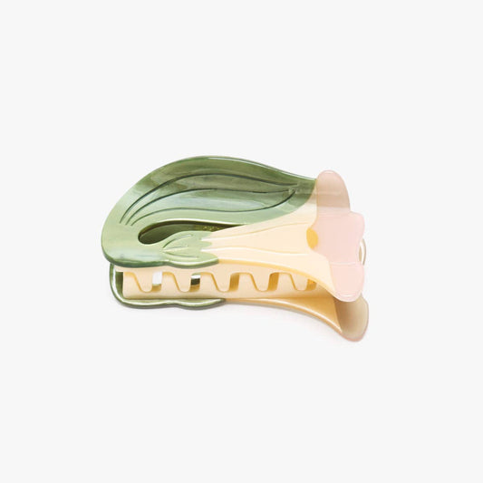 Datura White Trumpet Flower Acetate Hair Claw Clip
