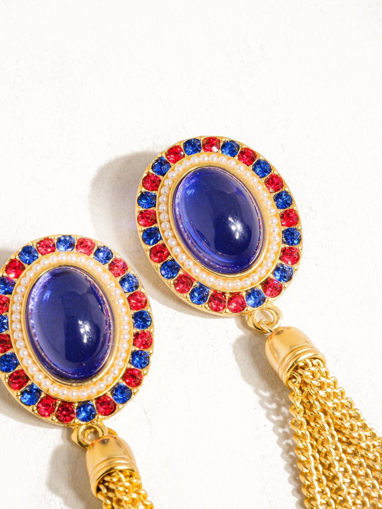 Fleur Gold Dressy Tassel Earring: Blue