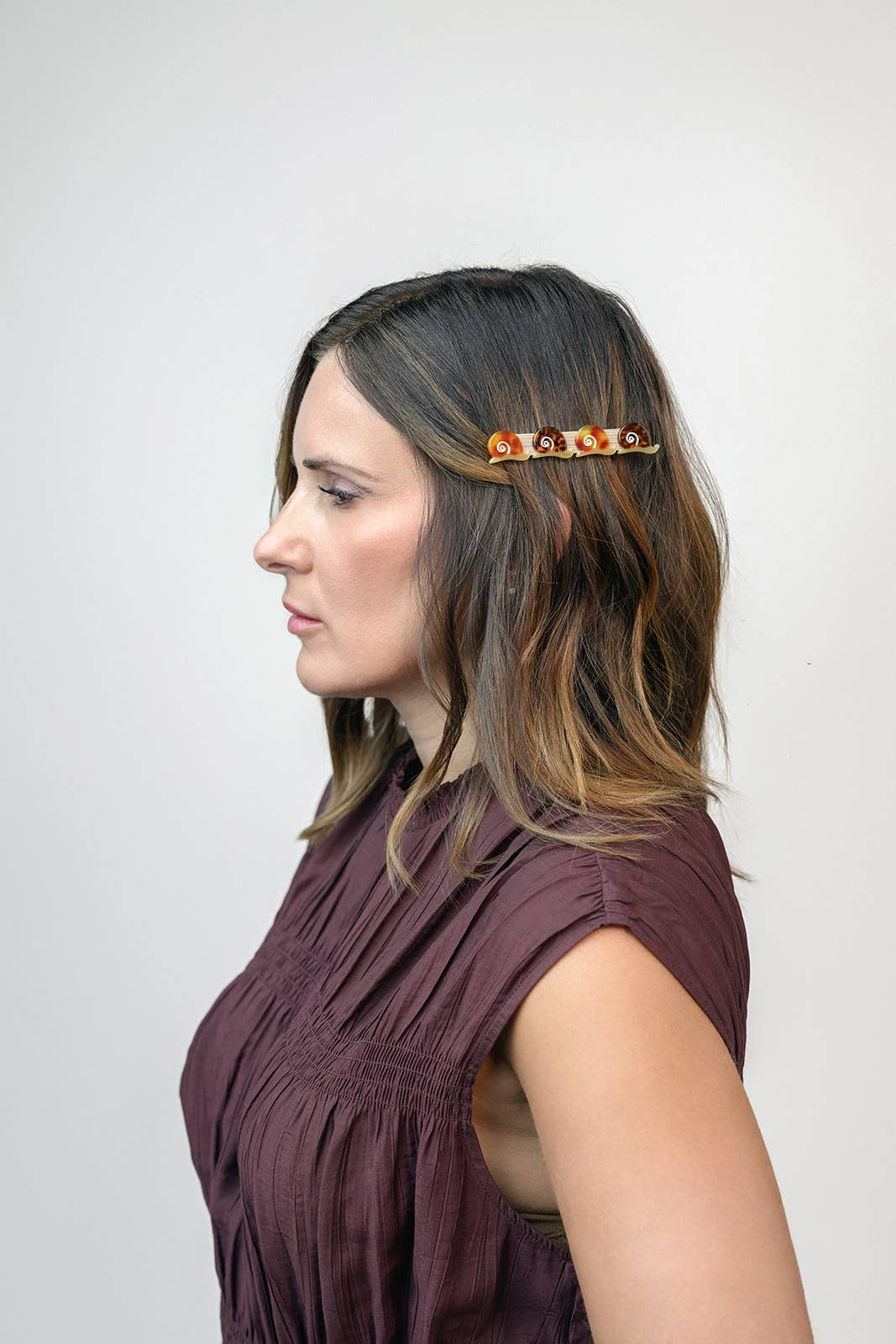 Escargot Snail Neutral Pattern Acetate Alligator Hair Clip