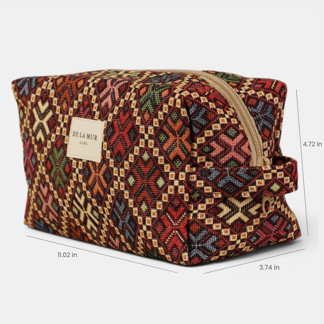 Geometric Jacquard Squared Makeup Bag – Multicolor (Chic)