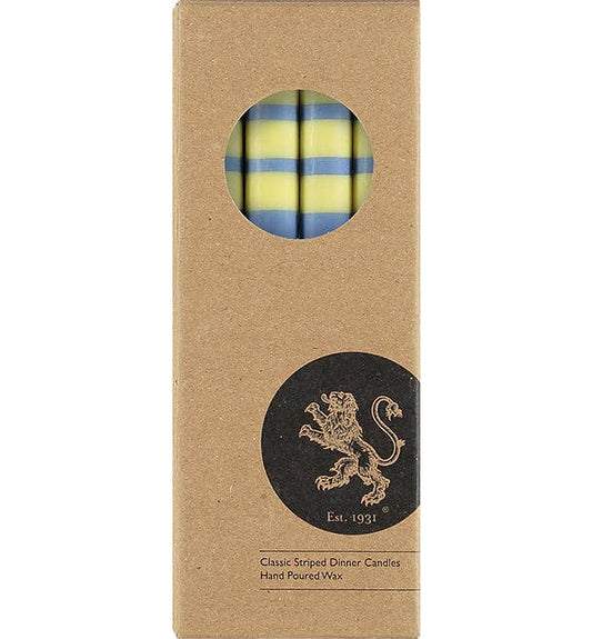British Colour Standard Dinner Candles - Rose Beige, Saxe Blue, Jet Black & Primrose Yellow