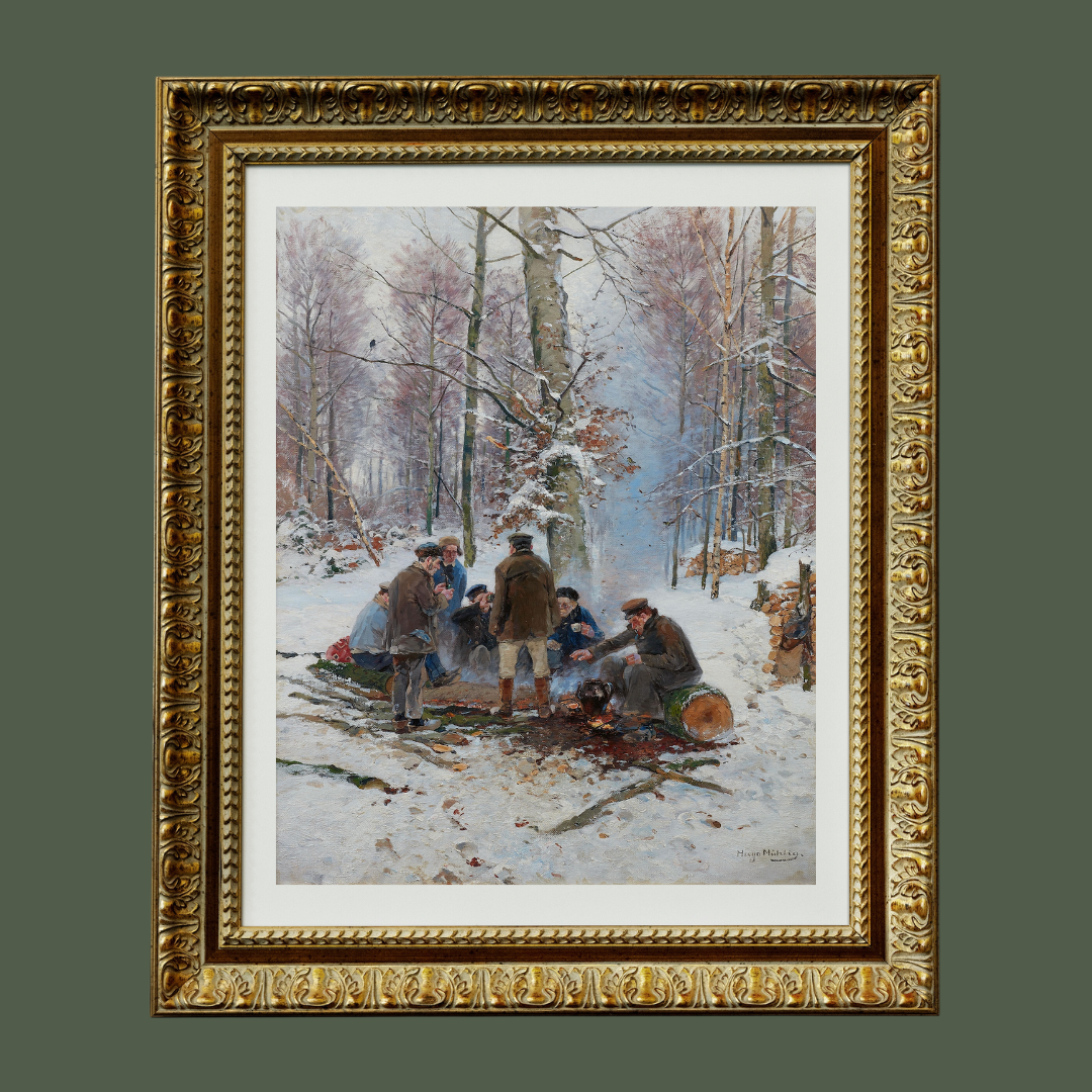 Lumberjack by the Fire Antique Art Print