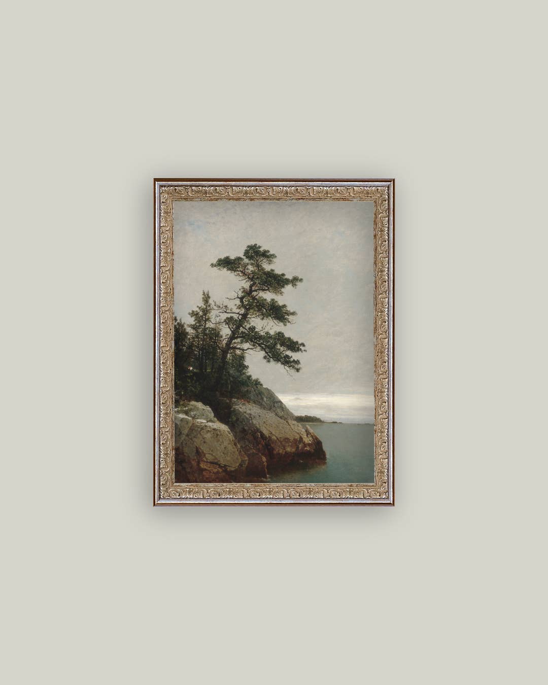 Ocean Side Framed Antique Art: 8x10