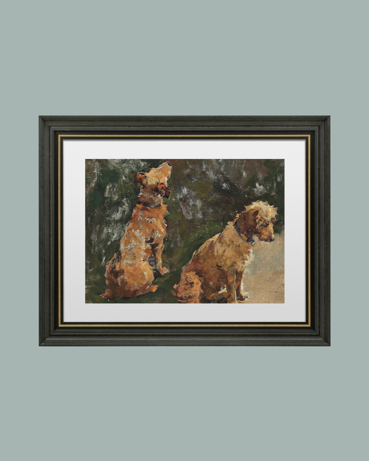 Two Pups Antique Art Print