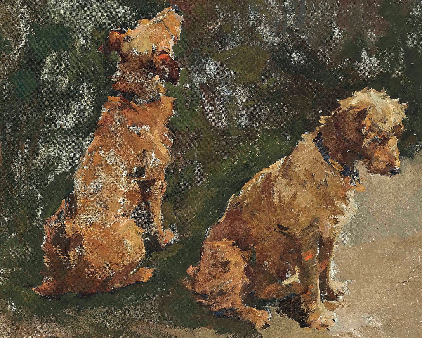 Two Pups Antique Art Print