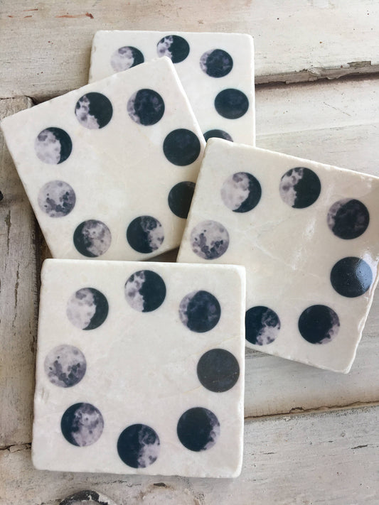 Moon Phases stone coasters - case of 4