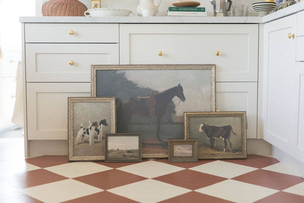 Saddled Horse Framed Antique Art: 7x5