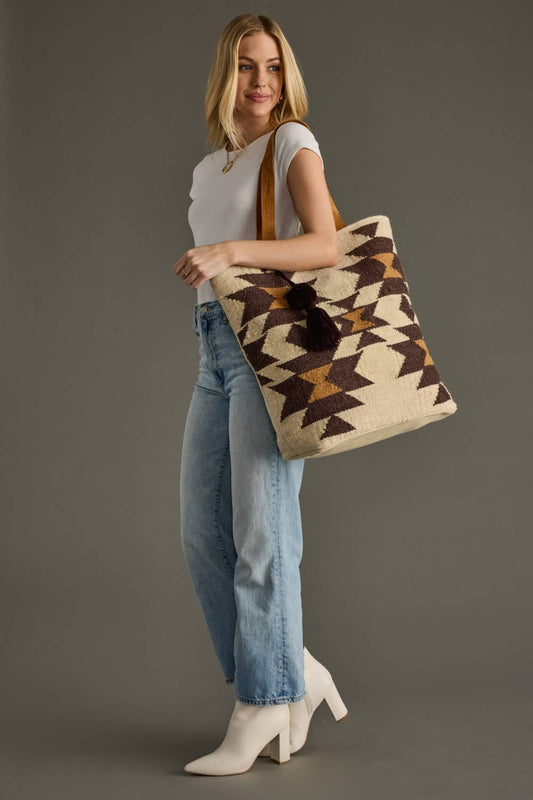 Woven Western Patterned Tote