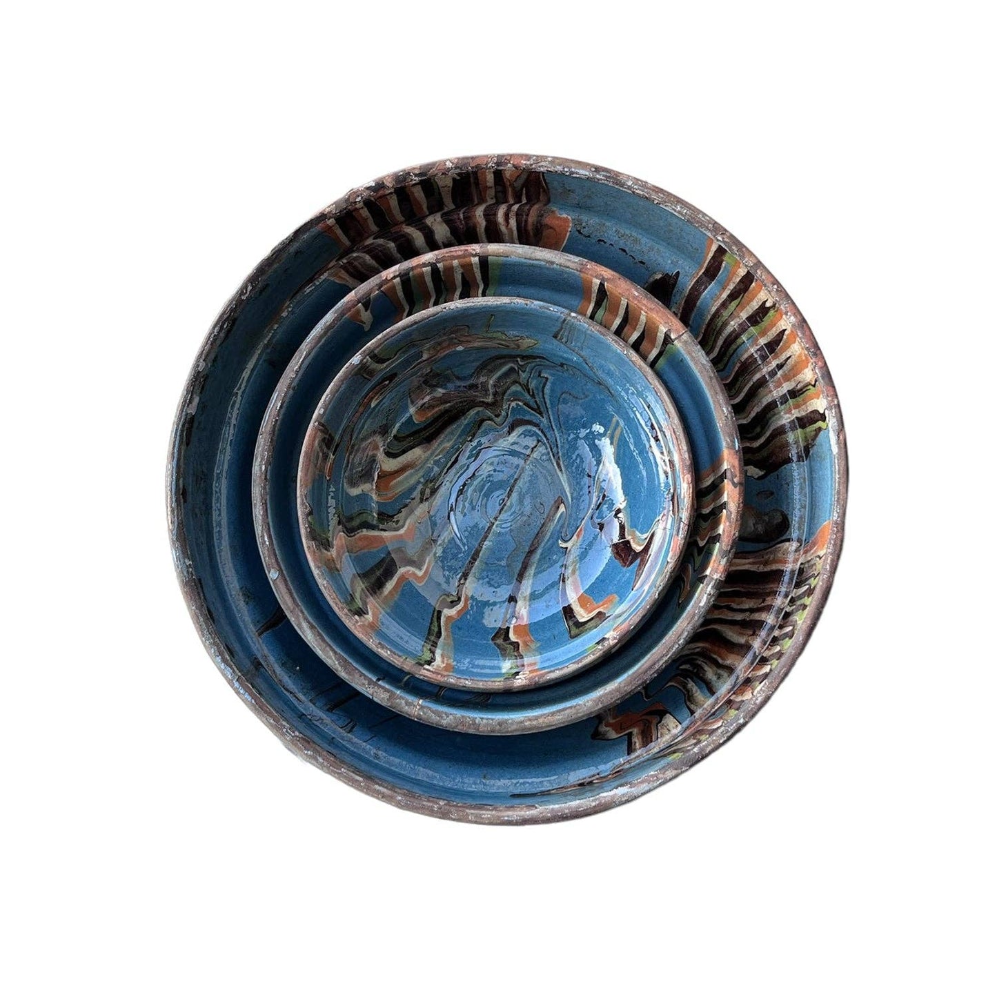 Cottage Crafted Bowl: Marbleized Blue / Small