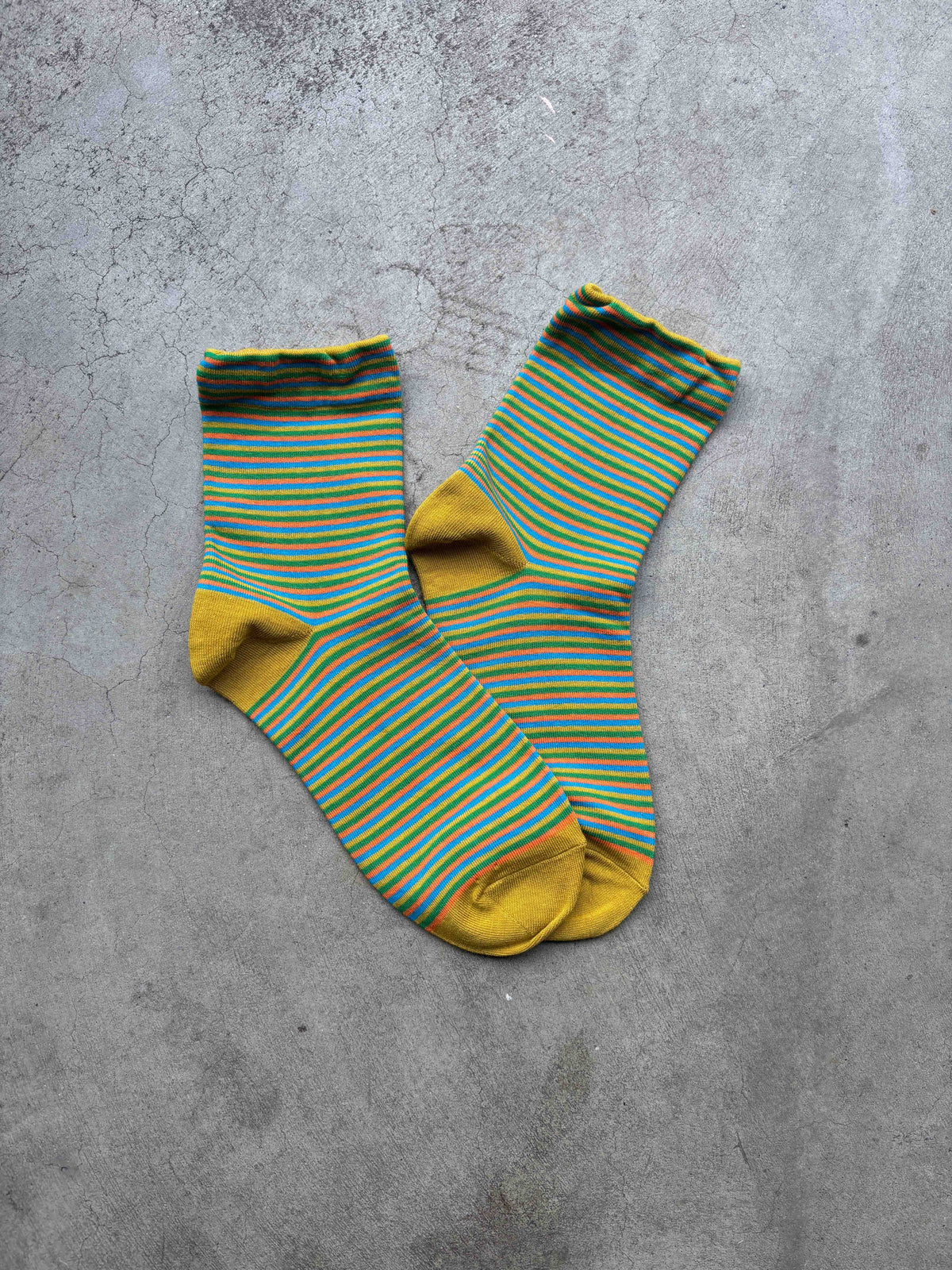Vintage Micro Stripe Cotton Crew Socks