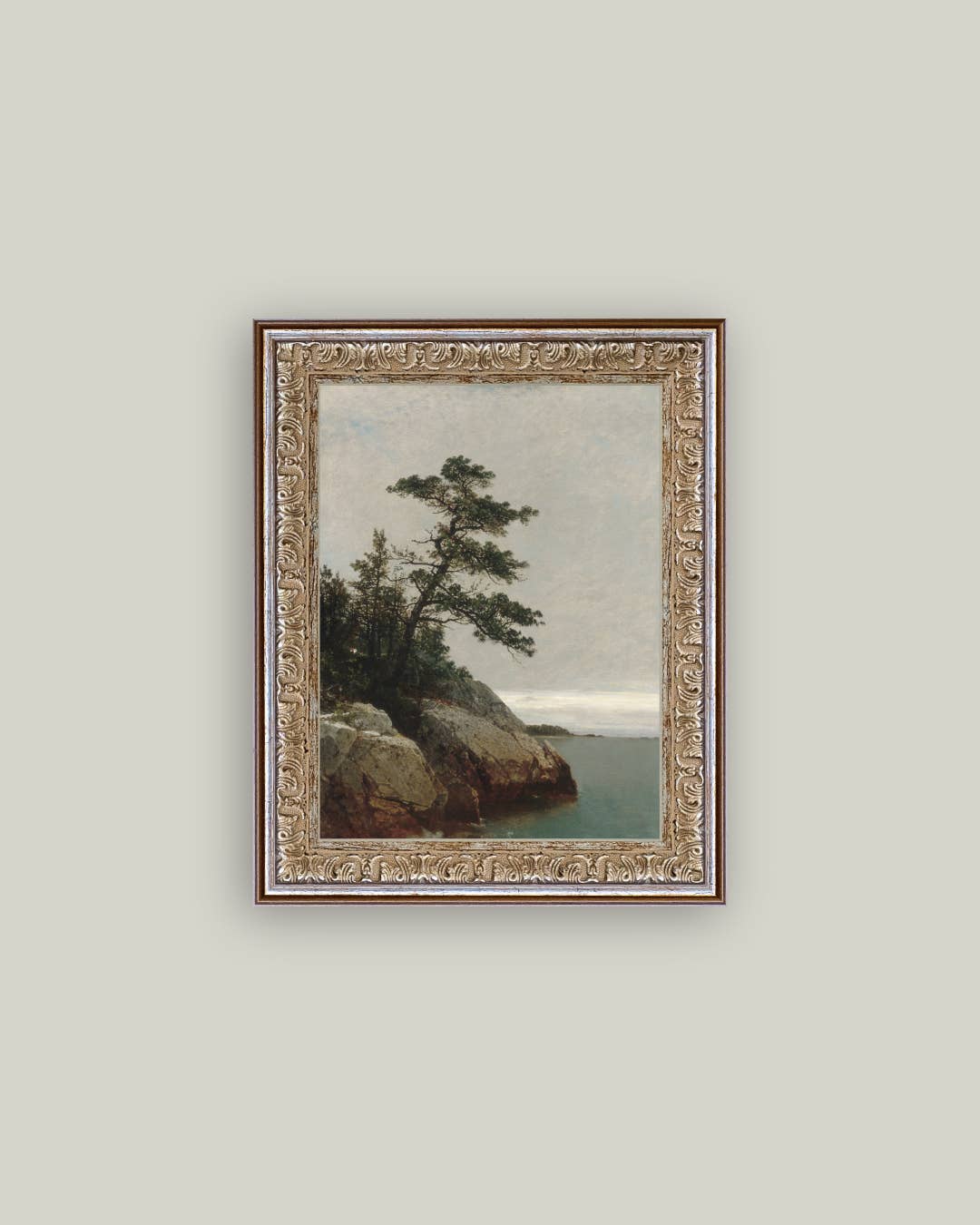 Ocean Side Framed Antique Art: 8x10