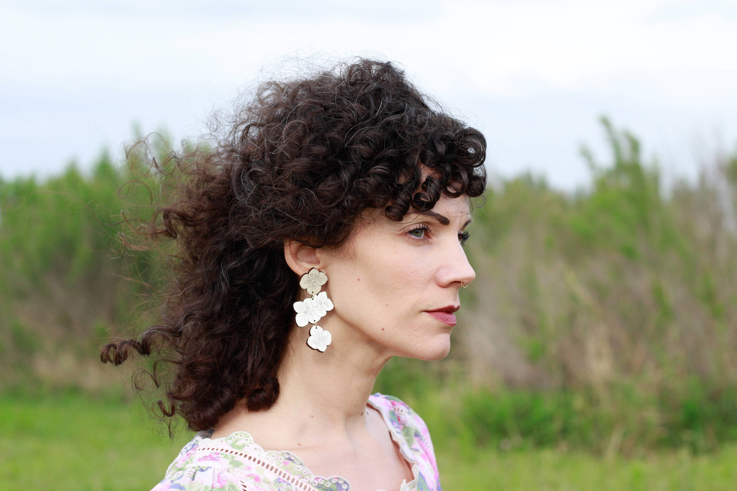 Hydrangea Statement Earrings - White