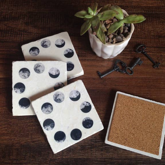 Moon Phases stone coasters - case of 4