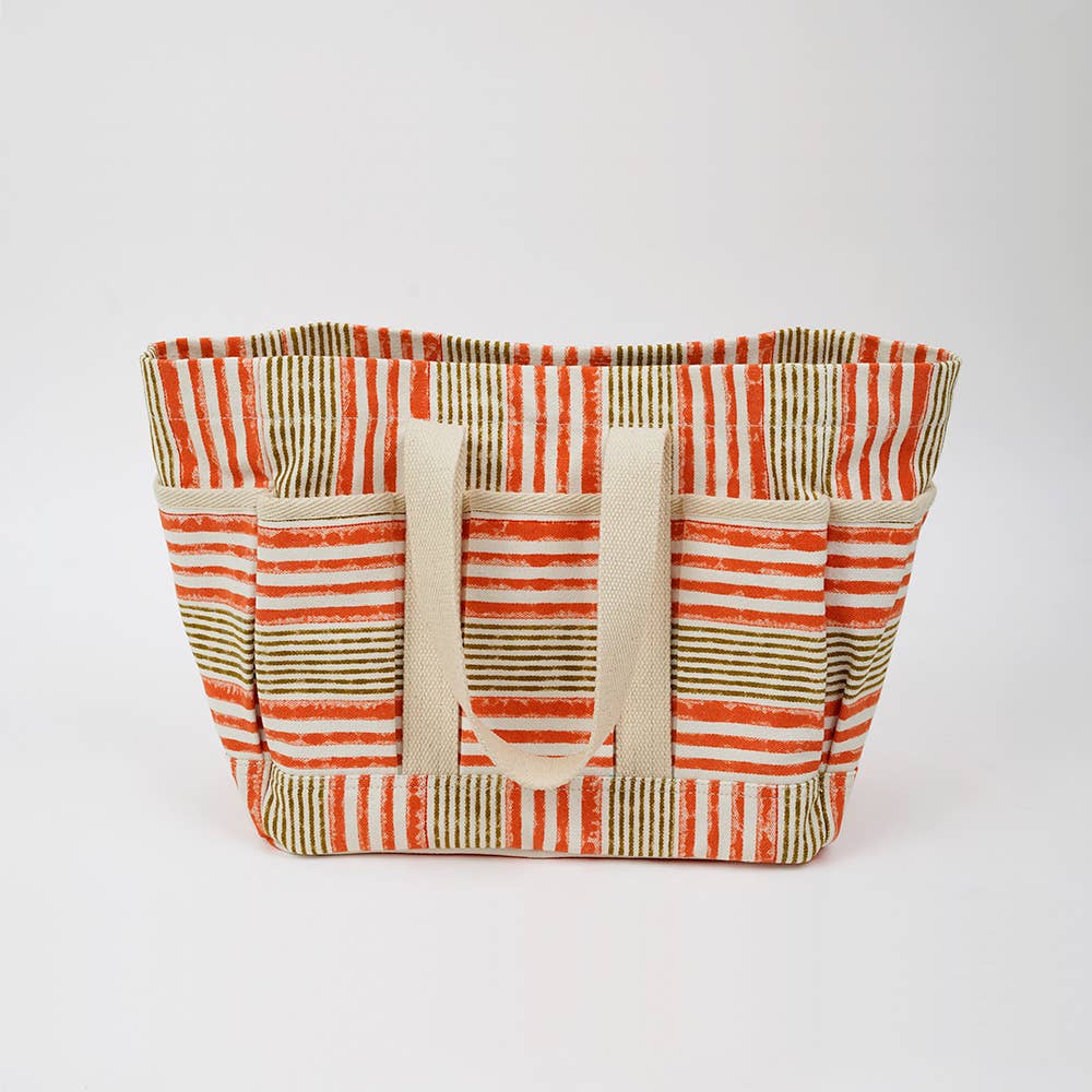 Orange Club Stripe Market Tote