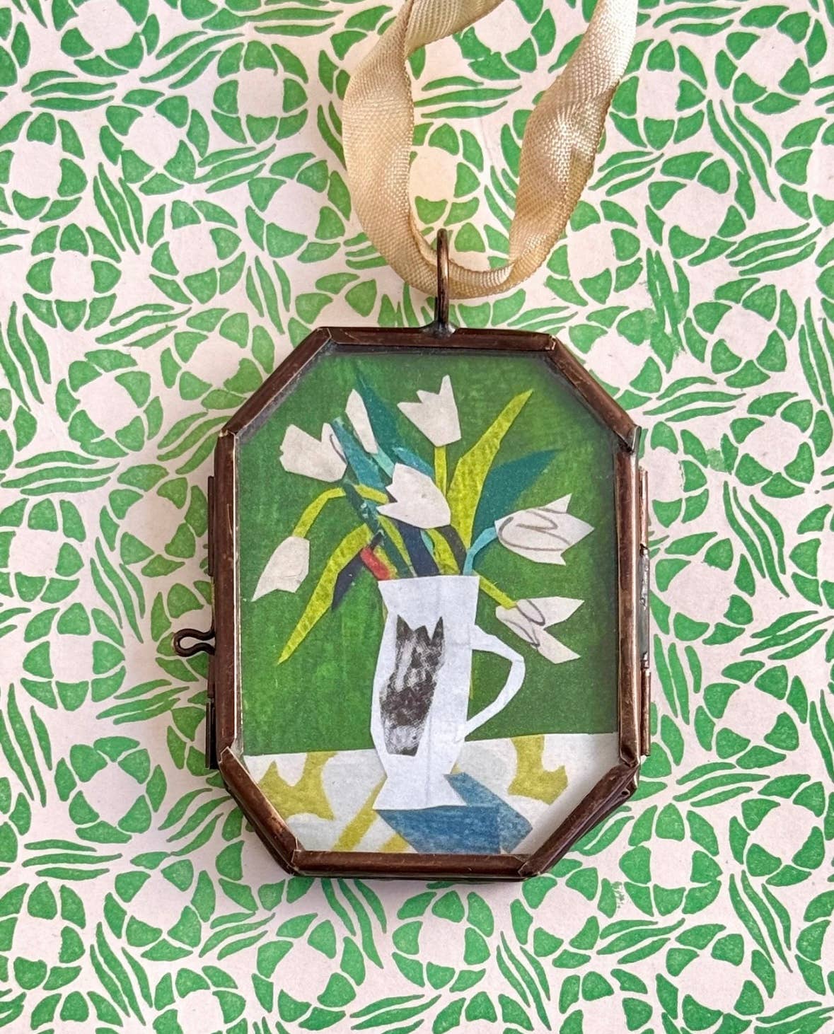 White Tulips - Handmade Art Locket