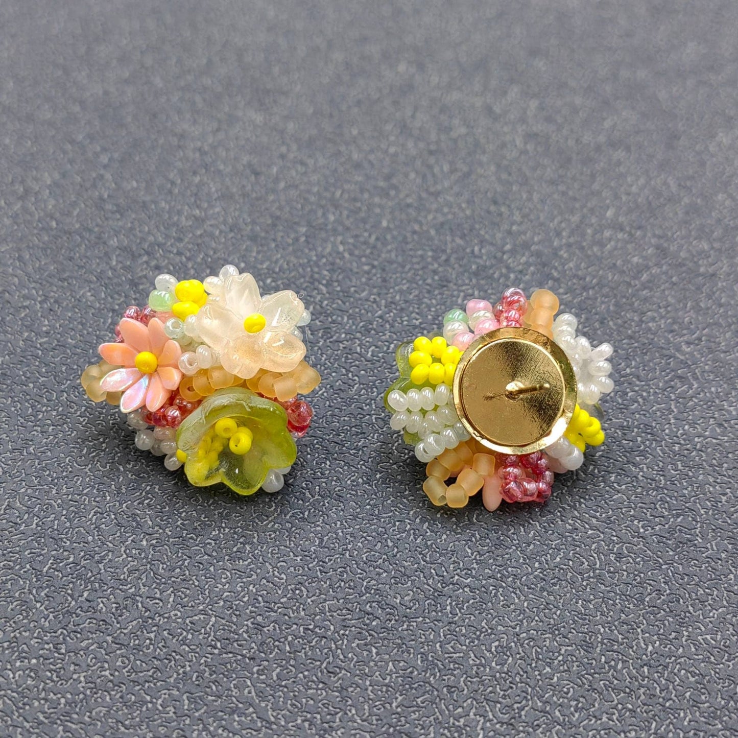 Seed Beads Colored Flower Stud Earrings - SB