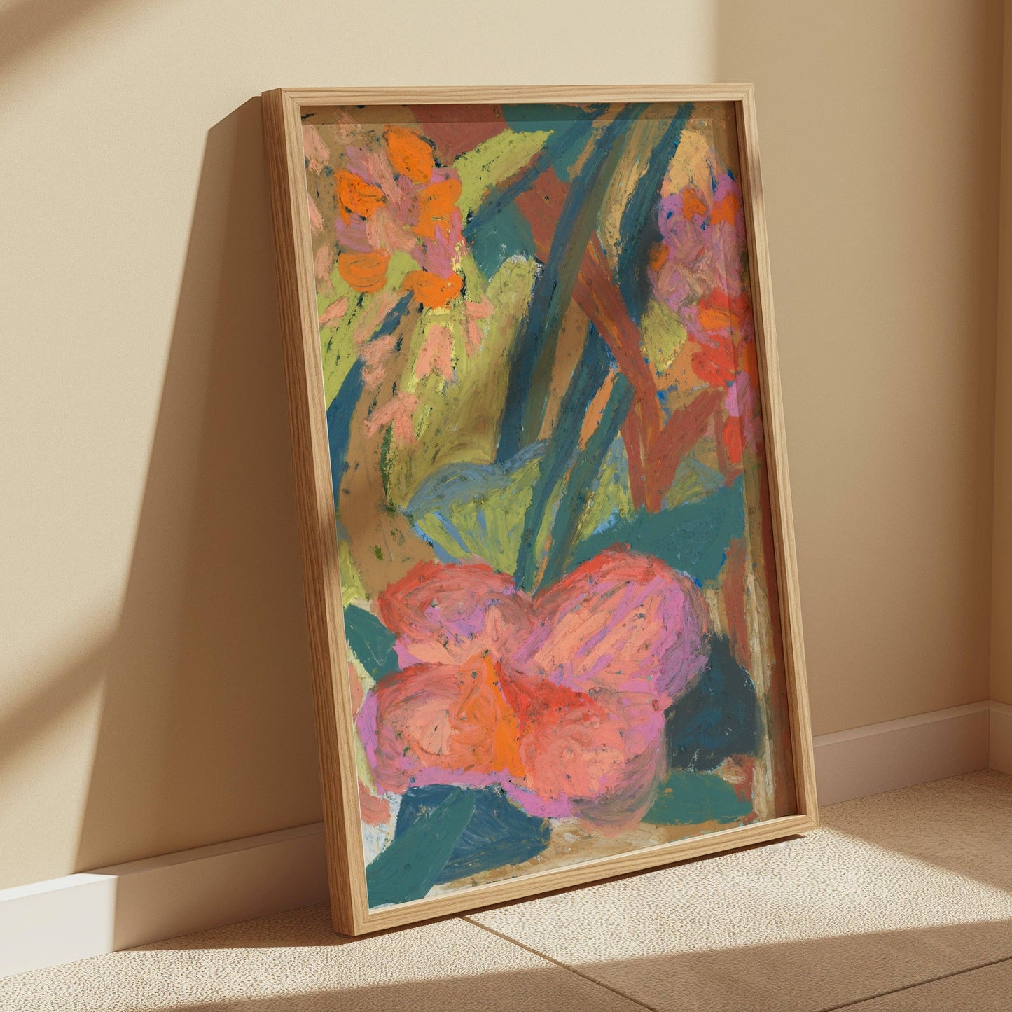 Oil Pastel Flower Print