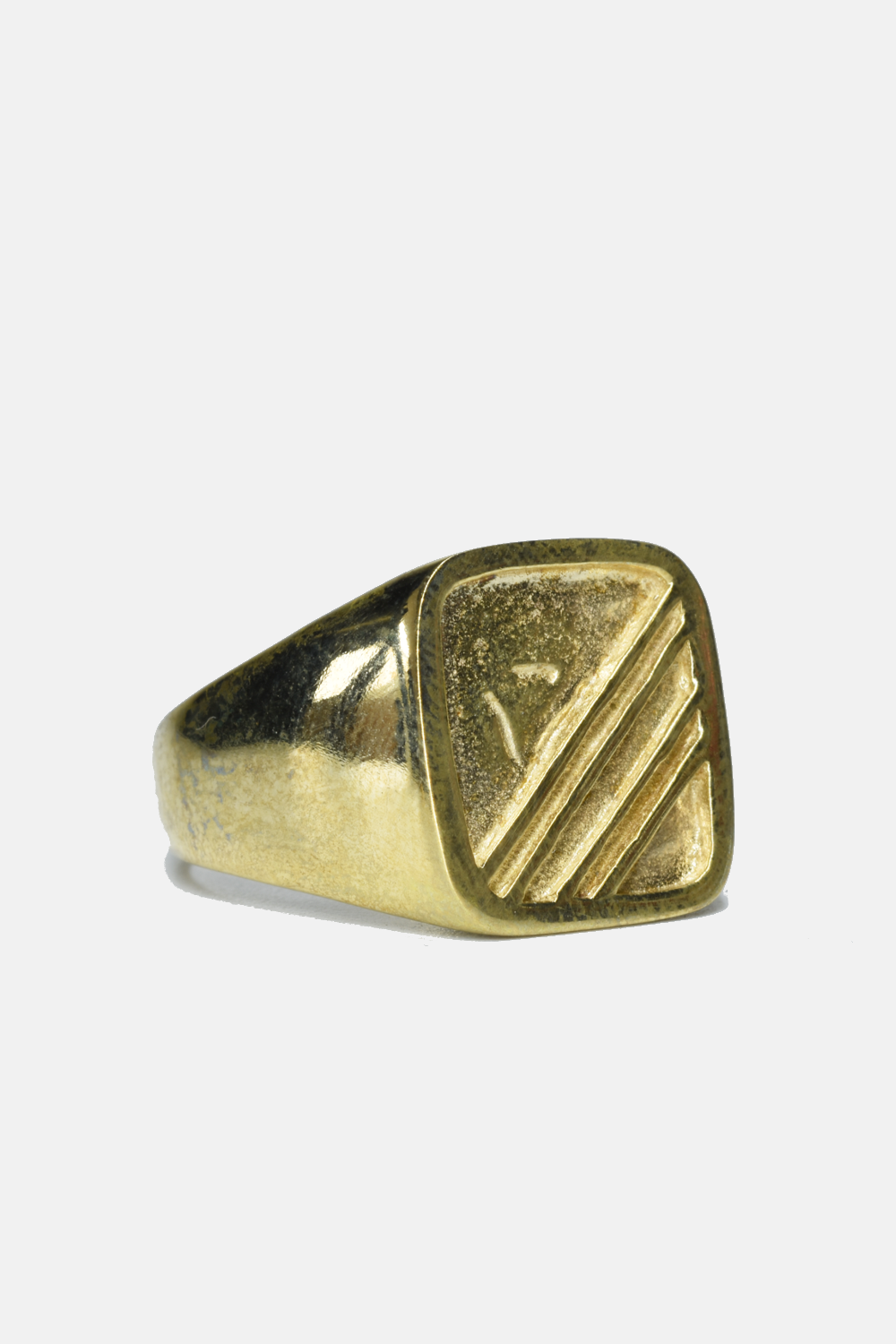 Brass Square Striped Ring: 8