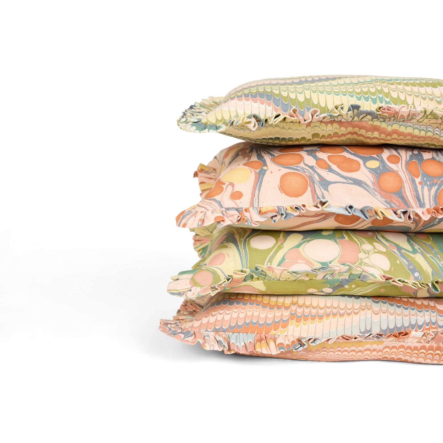 Moss Mountain Block Printed Ruffle Pillow