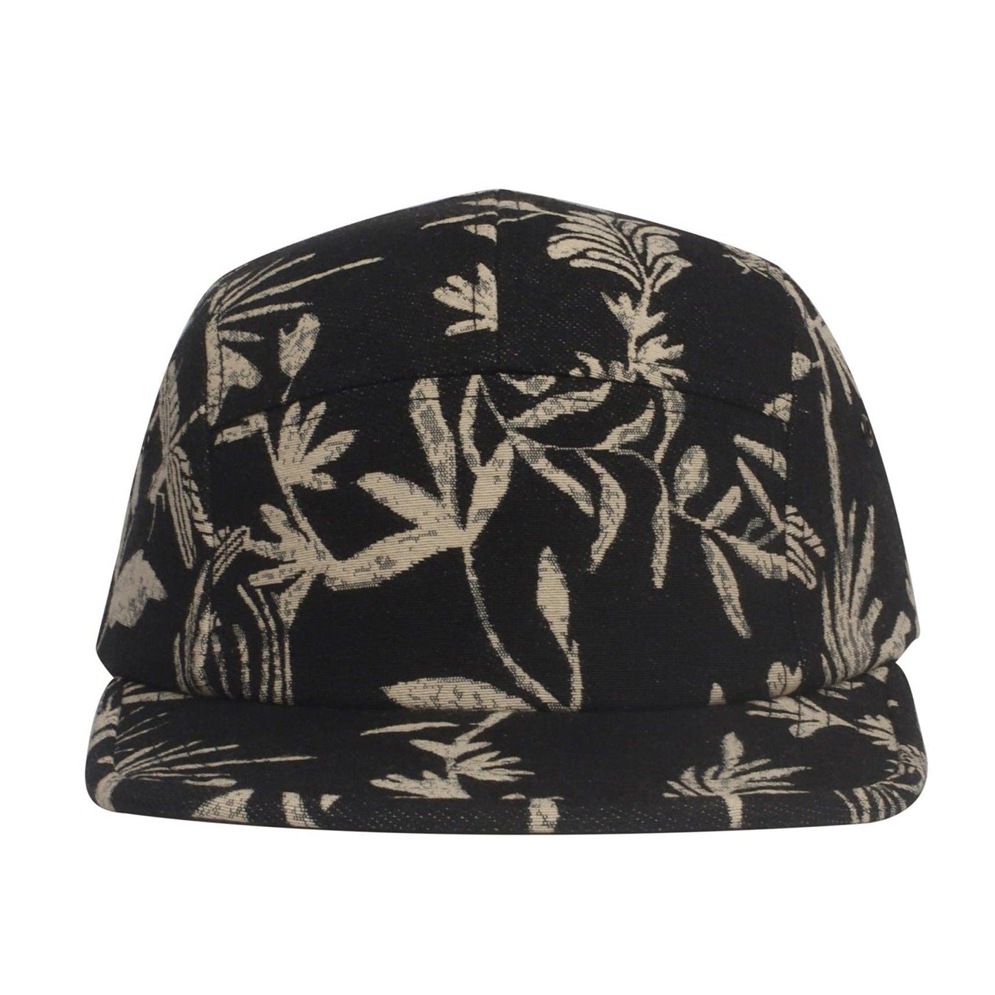 Hatphile Leaf Black Jacquard 5 Panel Hat Camp Cap: Black