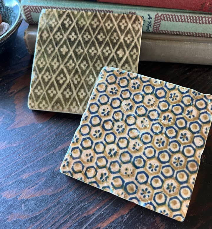 Sepia Antique Book Covers stone coasters - case of 4