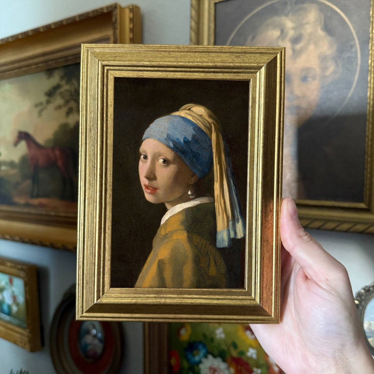 Vintage Style Girl With The Pearl Earring Art Print Framed