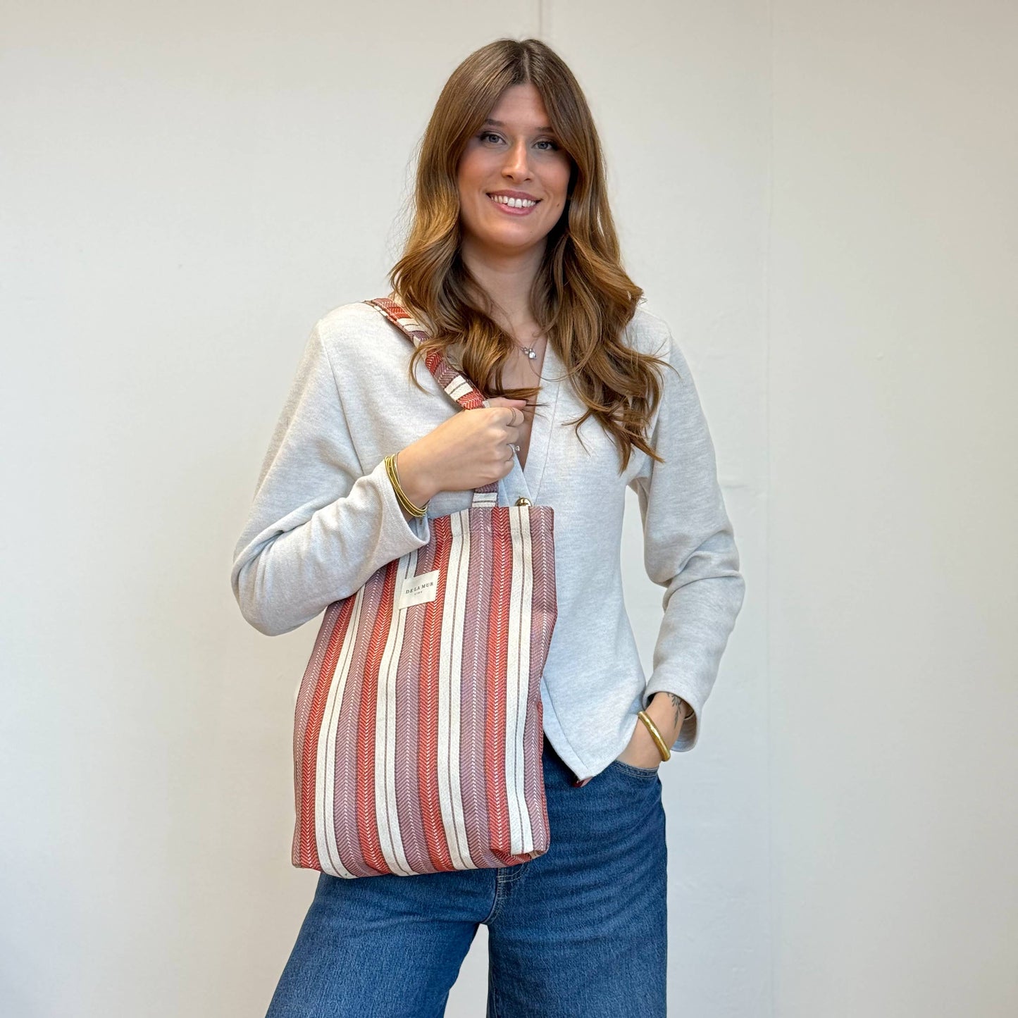 Zippered Tote in Summer Stripe - Medium