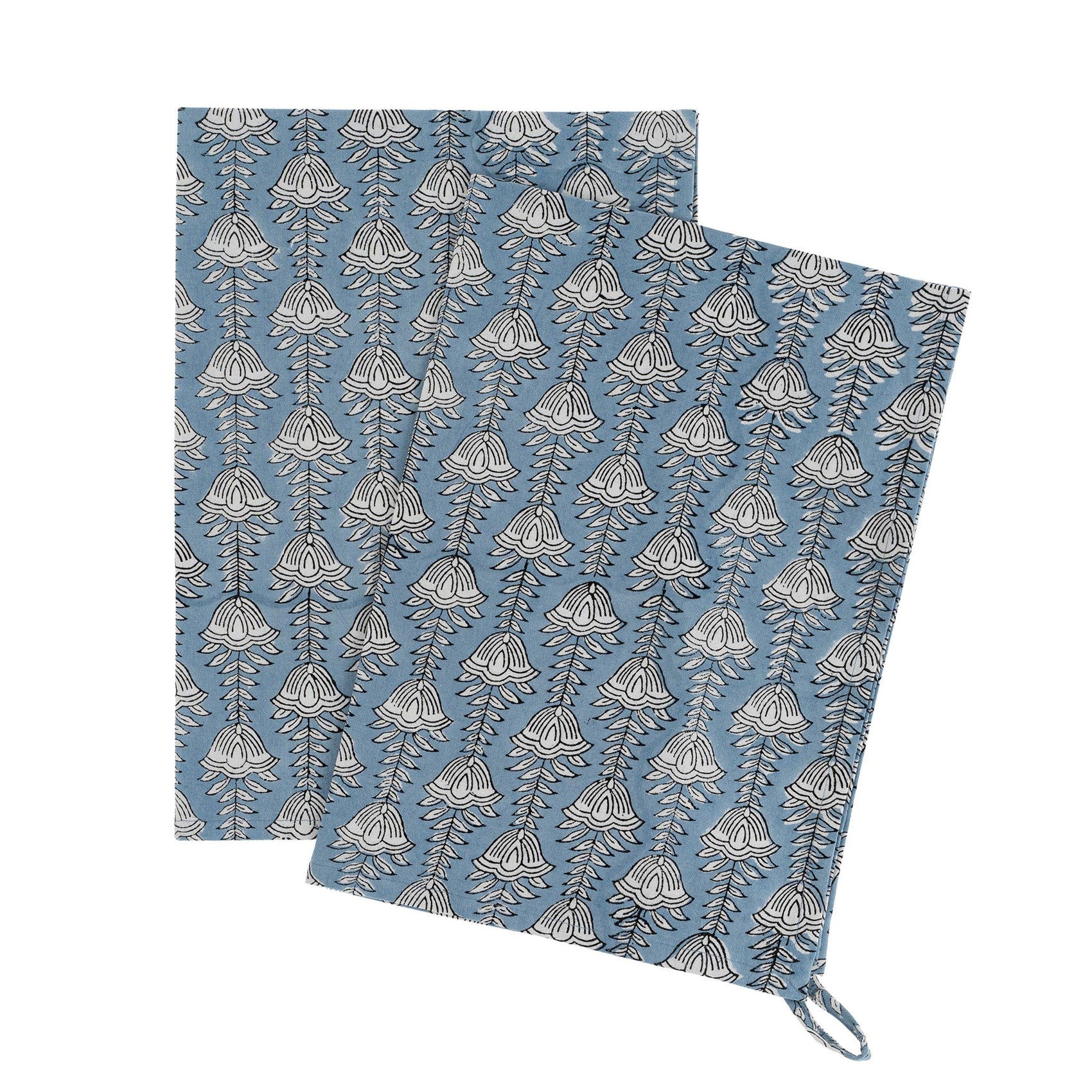 Bluebell Block Print Tea Towels S/2