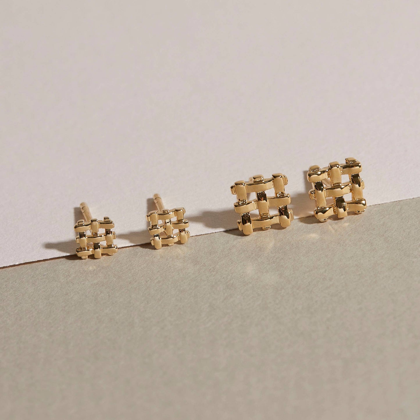 Crosshatch Studs - gold plate: Small