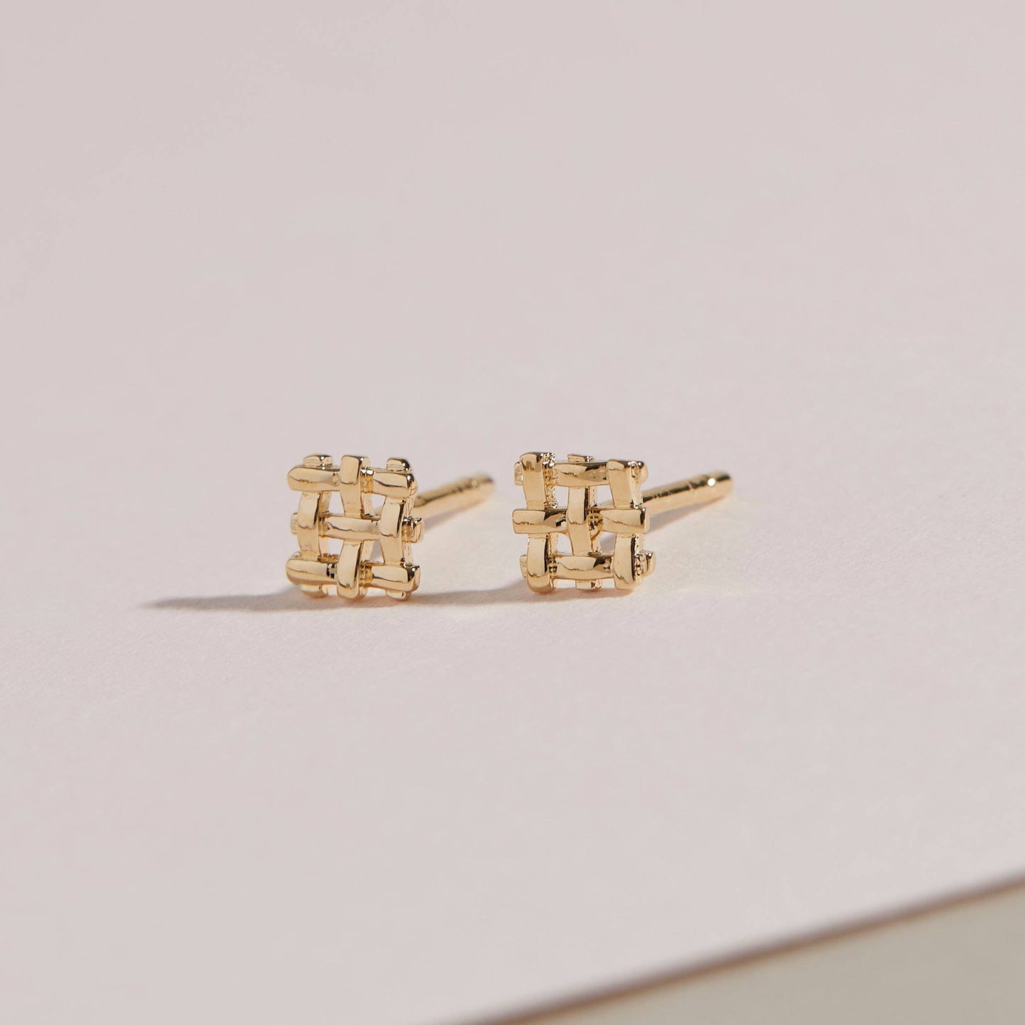 Crosshatch Studs - gold plate: Small